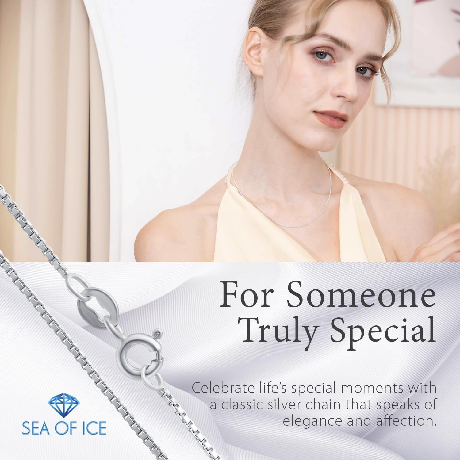 925 Sterling Silver Chain Necklace with Ring Clasp – Multi-Color Options