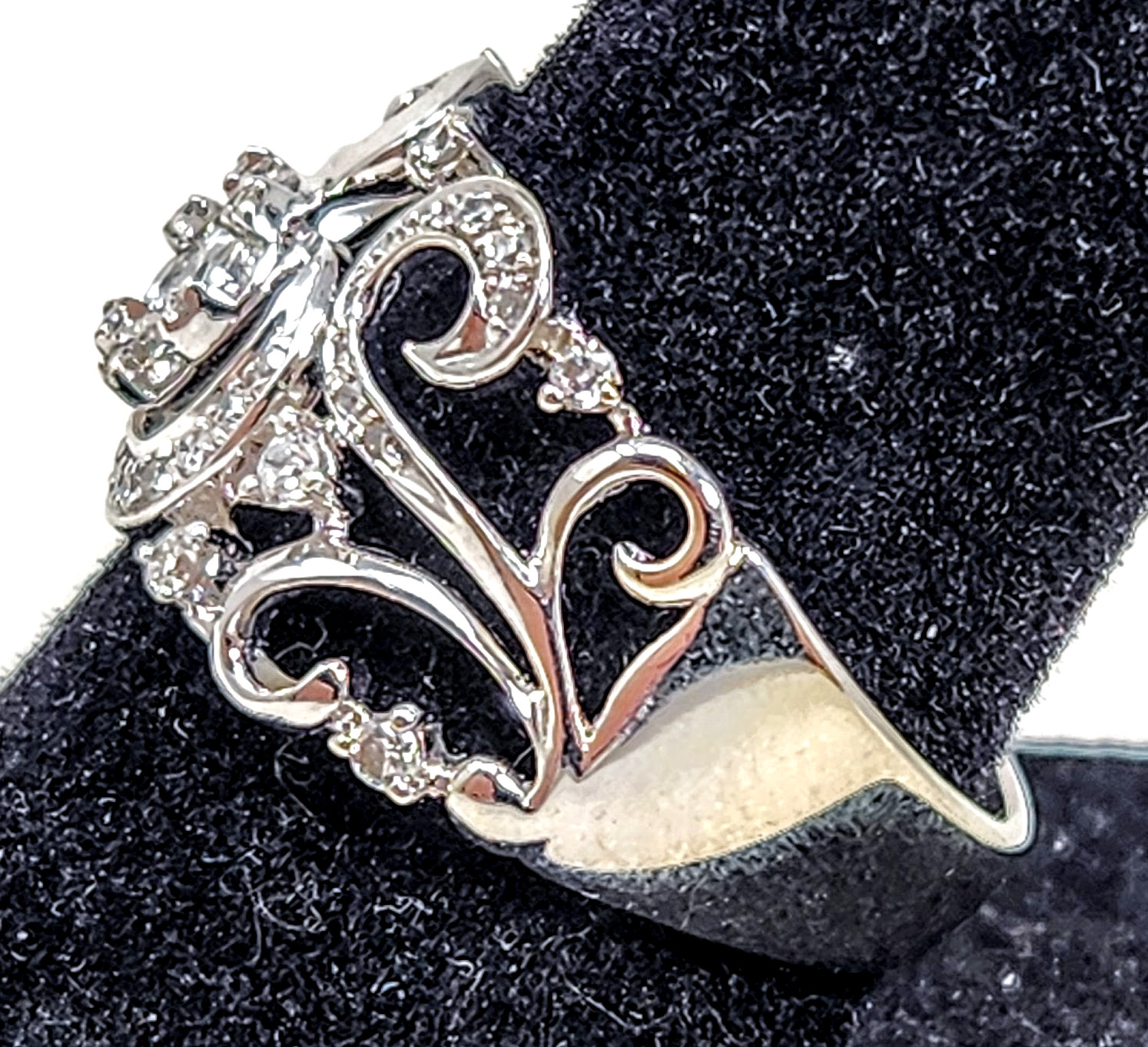 Effy Bouquet 14K White Gold Diamond Filigree Ring, ~0.53 TCW Size 7.5
