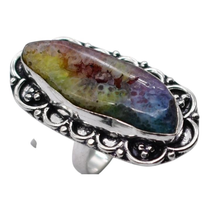 Solar Quartz Druzy Natural Gemstone Antique Design Ring US Size-8.75 A71