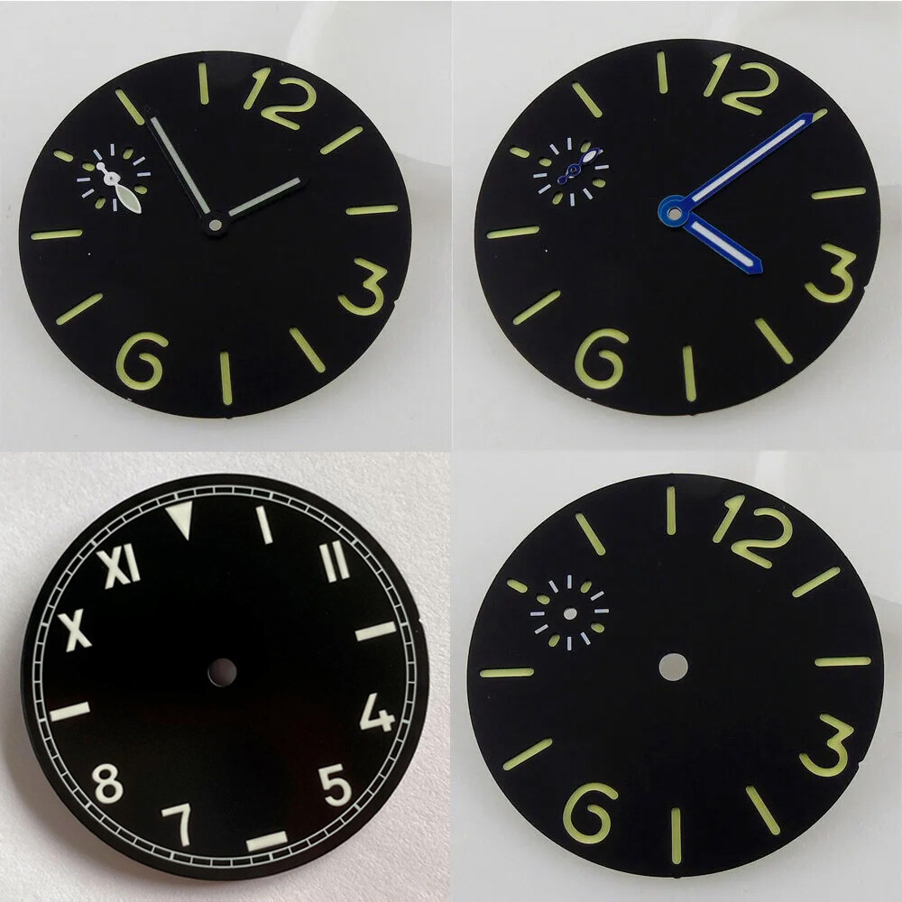 35.6mm Black Watch Dial Face Spare Part Fit ETA6497 ST3600 Hand Winding Movement