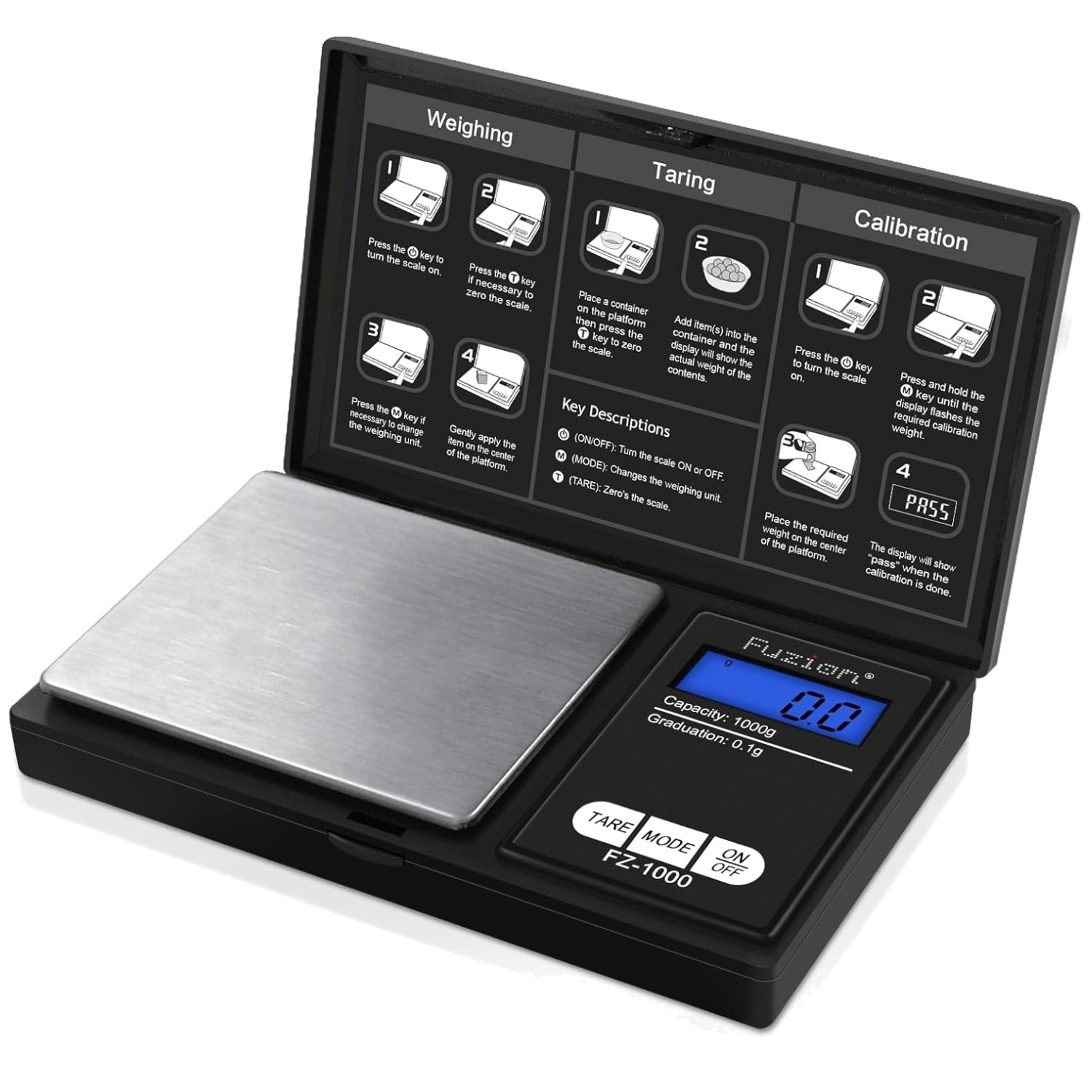 Compact Digital Pocket Gram Scale 1000g/0.1g – Perfect for Herbs & Jewelry