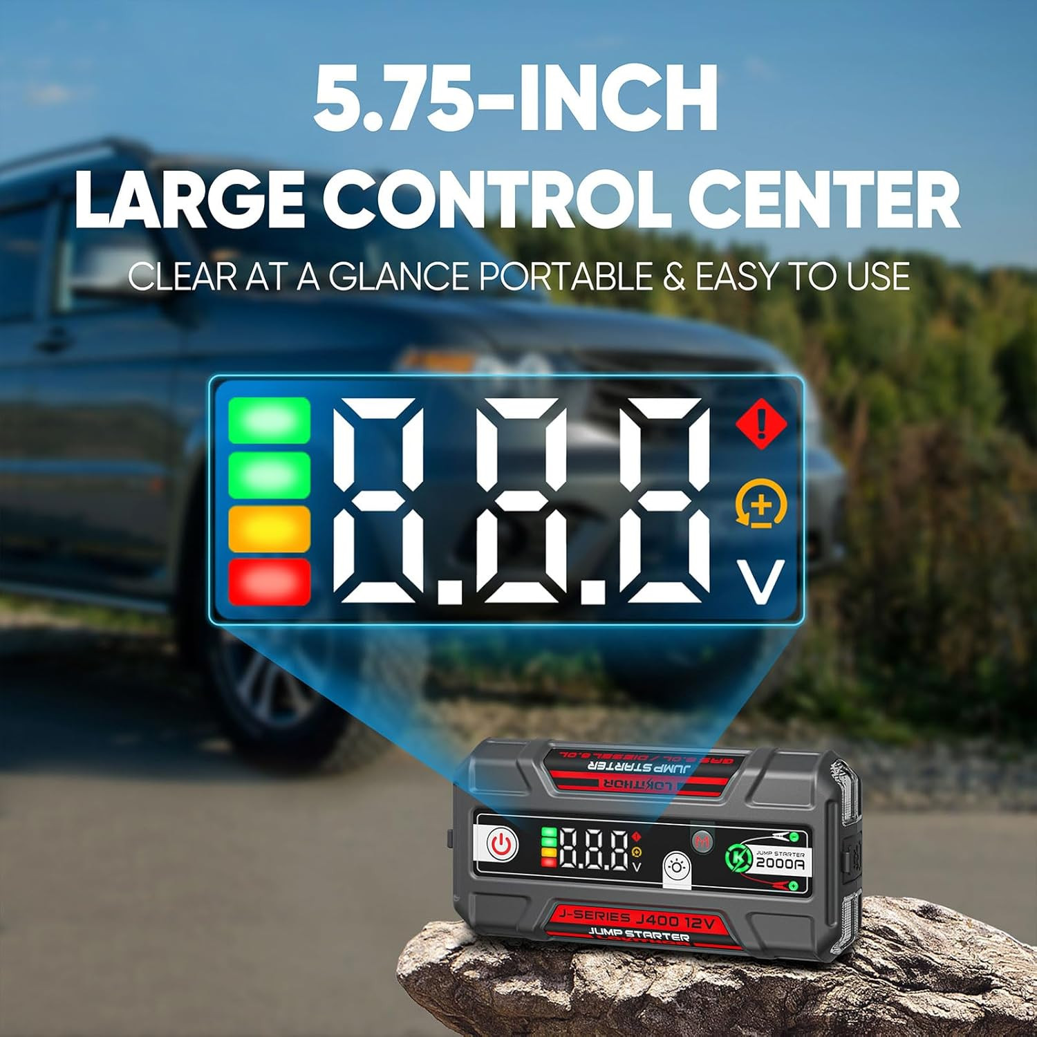 Portable Jump Starter 2000A 12V Lithium Battery Booster Digital Display Jump Box