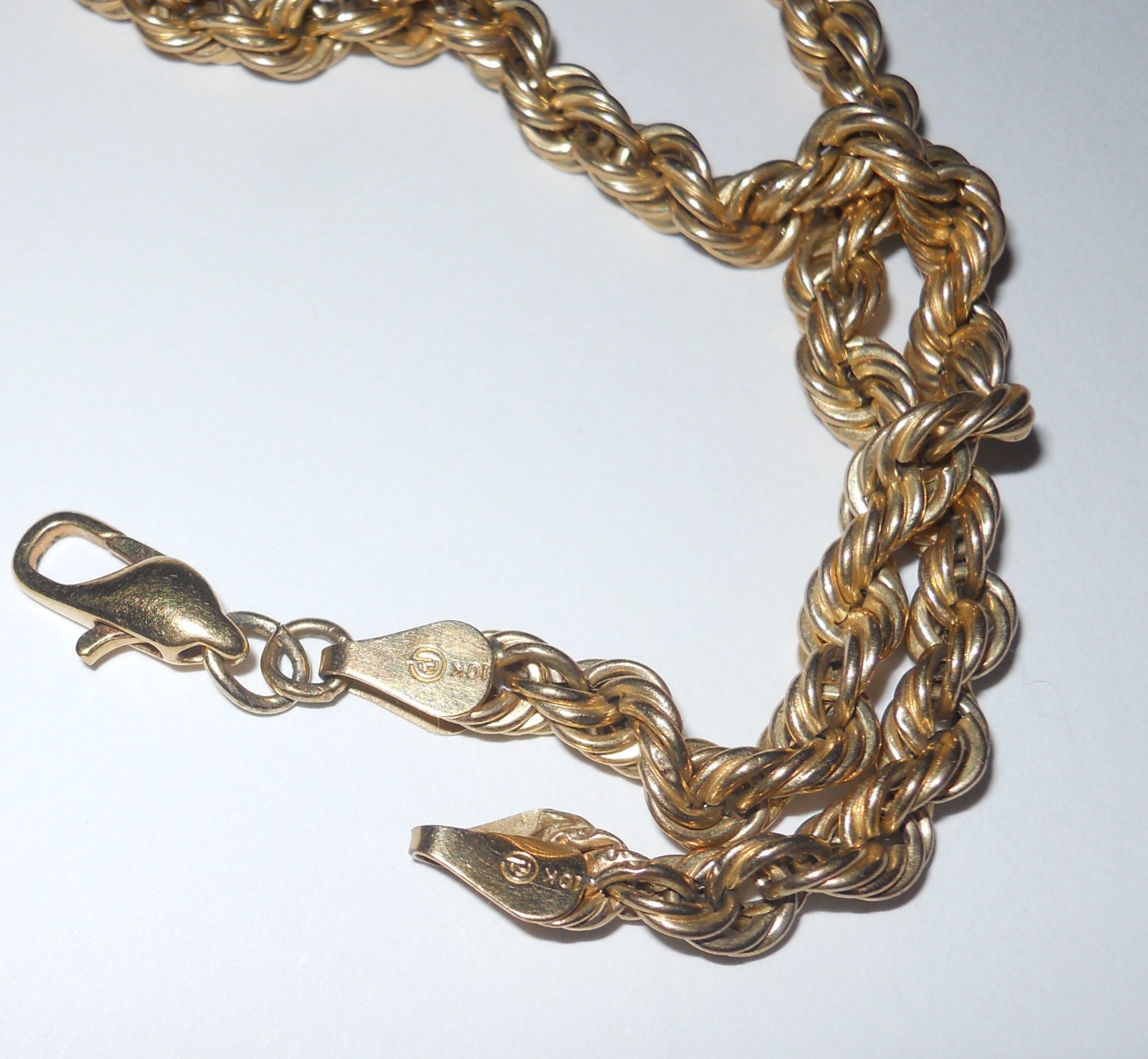 10K Yellow Gold Rope Chain Necklace 9.6 Grams, 23 Inches, 3mm