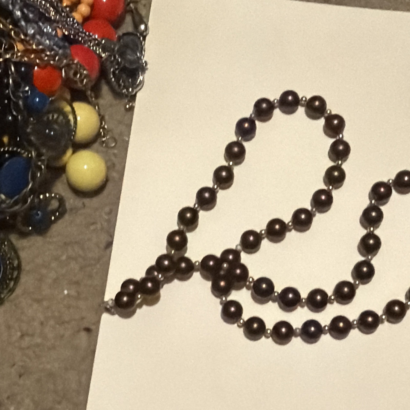 Brown Round Beaded Strand Necklace, Ball/Bead Chain, No Stone Beads