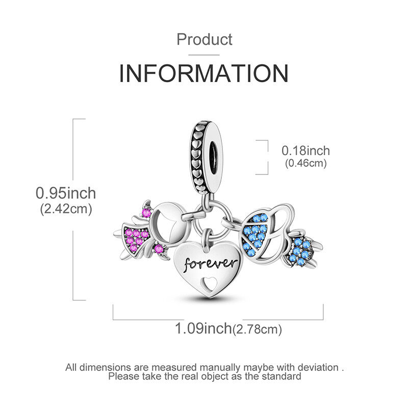MULA European Silver Plated Charm AAA CZ Boy and Girl Forever For Women Bracelet