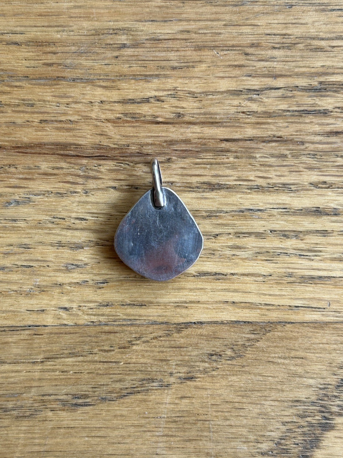 Vintage Sterling Silver Turquoise Petite Handmade Geometric Teardrop Pendant 4g
