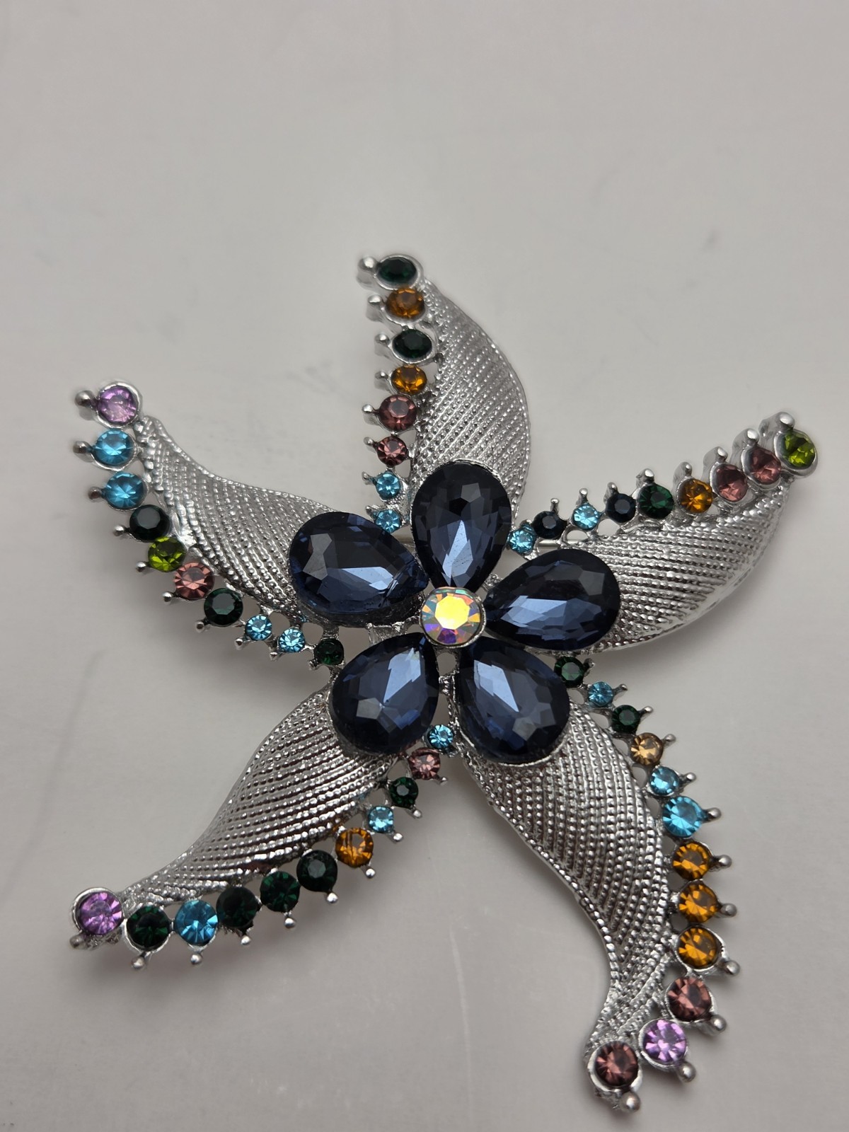 Jewel Tone Brooch & Pendant Set – Purple Fruit, Blue Starfish, Red Rose Trio