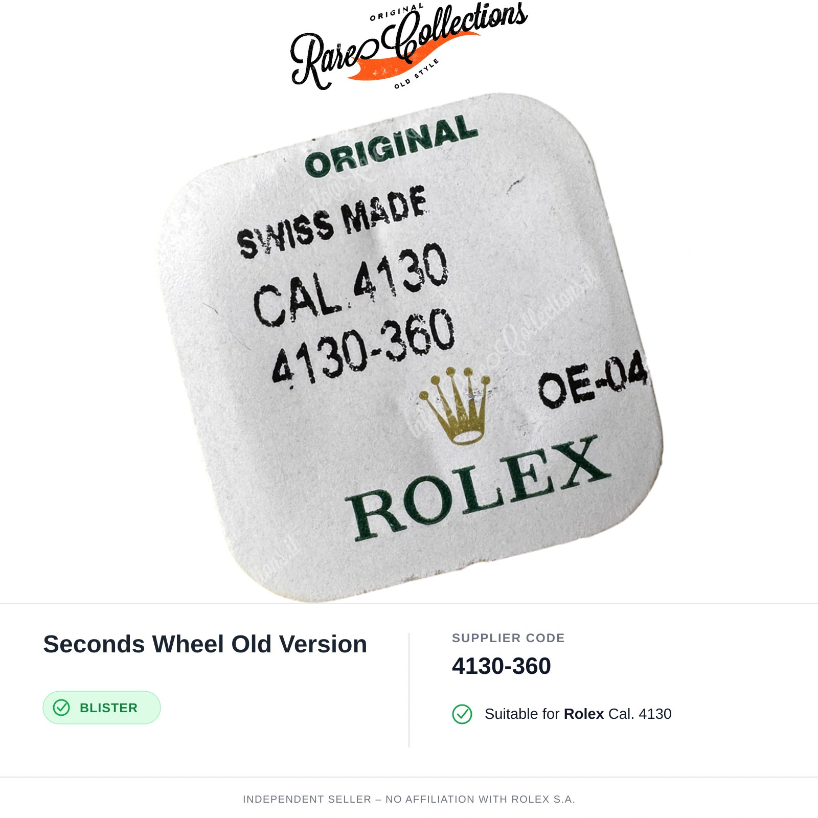 Seconds Wheel Old Version for Rolex (cod. 4130-360) — New Blister NOS NOS X1