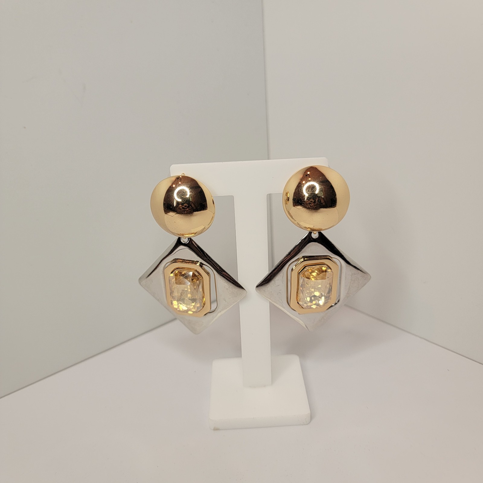 Elegant Bold Geometric Statement Earrings Golden Dangle Statement Piece