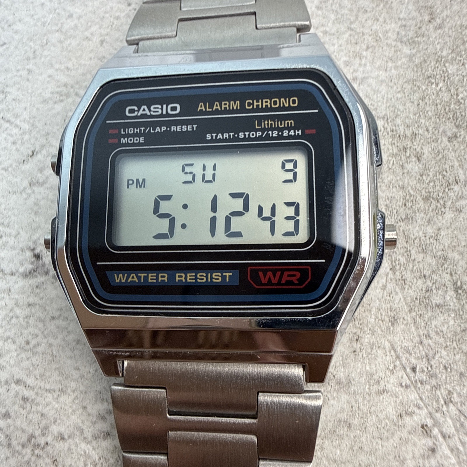 Casio Men’s Digital Watch 33mm Silver Tone Alarm Chrono 593 A158W Stainless