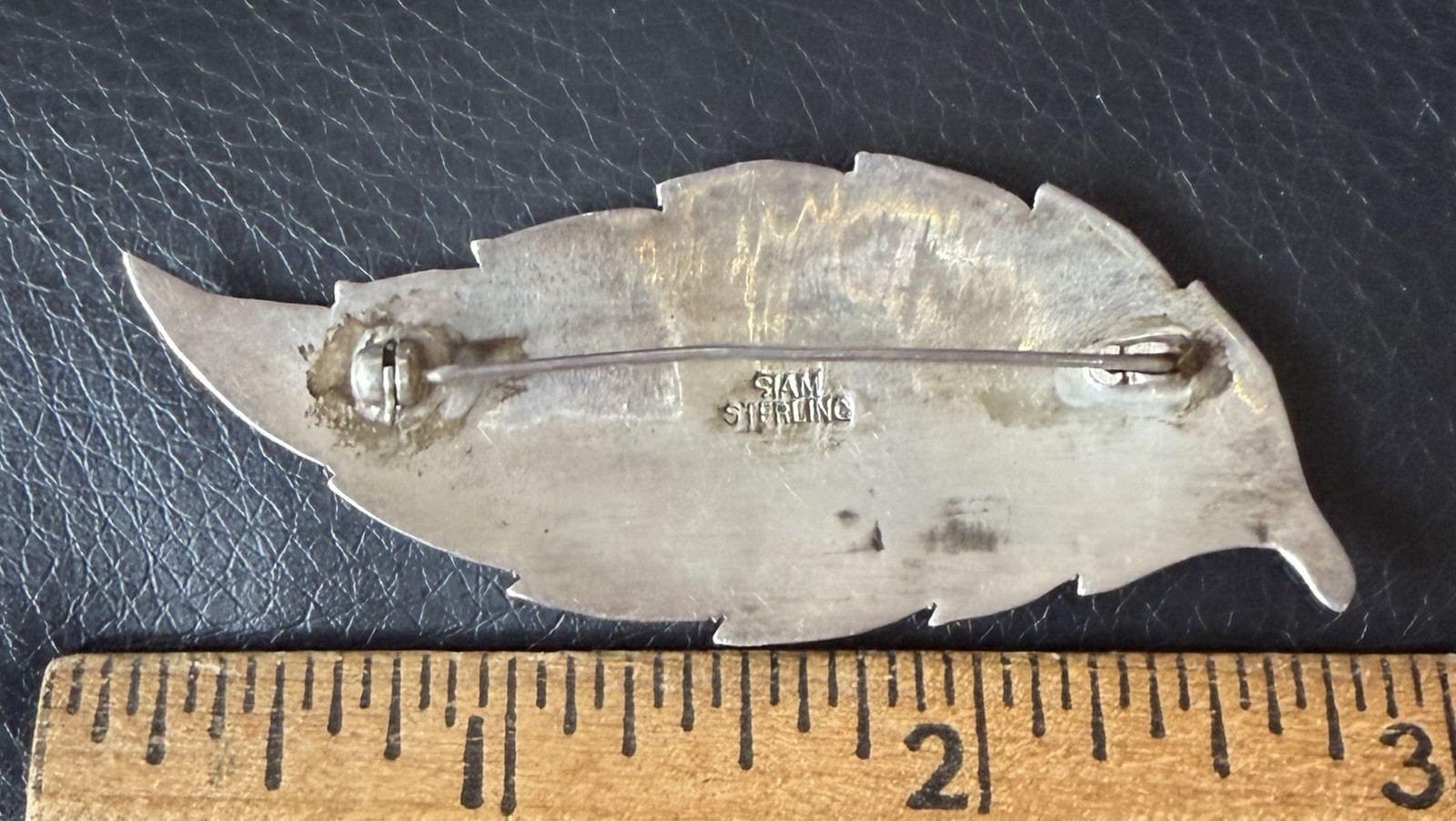 Vtg Siam Sterling Silver & Niello Brooch w/ Mekkala Goddess of Lightning ⚡️ Pin
