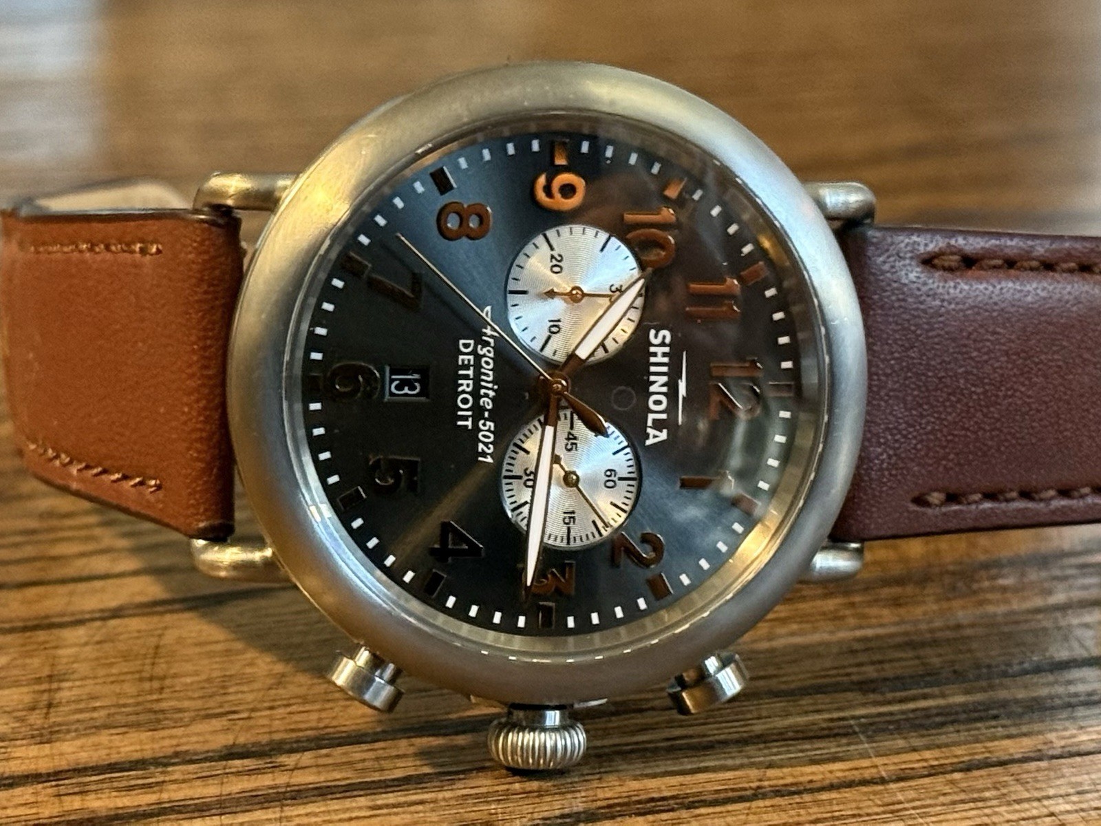 Shinola Titanium Argonite 5021 Quartz Chronograph -Box, Papers, Sleeve