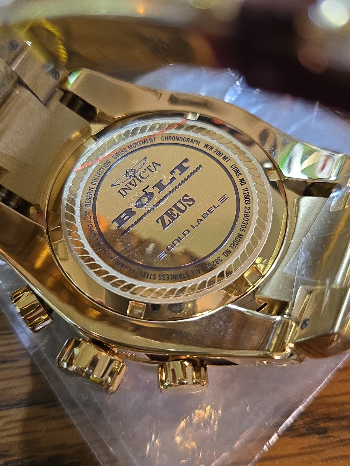 New Invicta Reserve Bolt Zeus 38208 Gold Label 1.31ctw 50mm Swiss Ronda 5040D