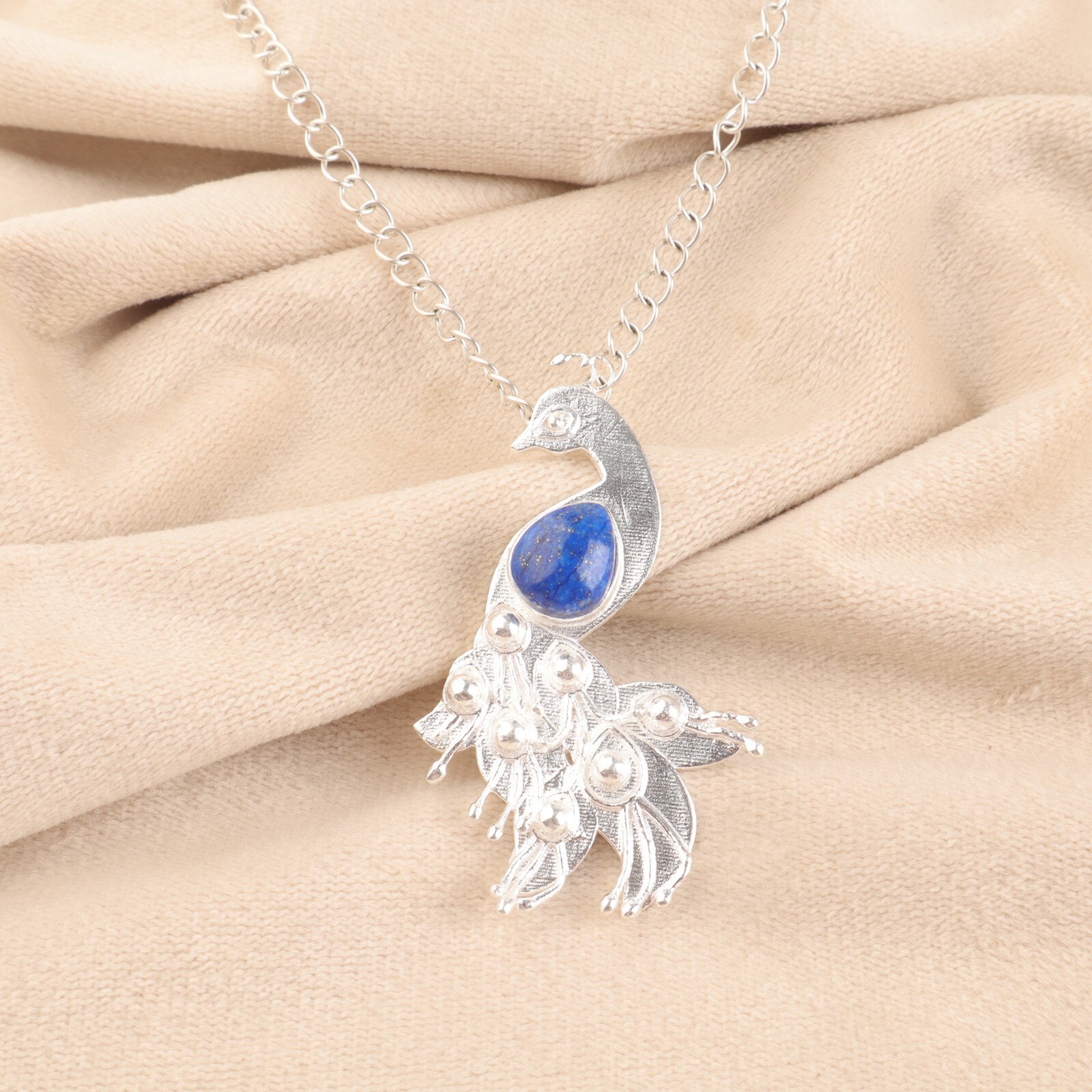Pear Lapis Lazuli Gemstone Sister Wedding Throat Chakra Pendant Sterling Silver