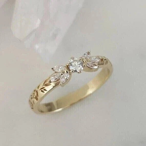 2CT Roud Cut Lab Created Diamond Solitaire Wedding Ring 14K Yellow Gold Over