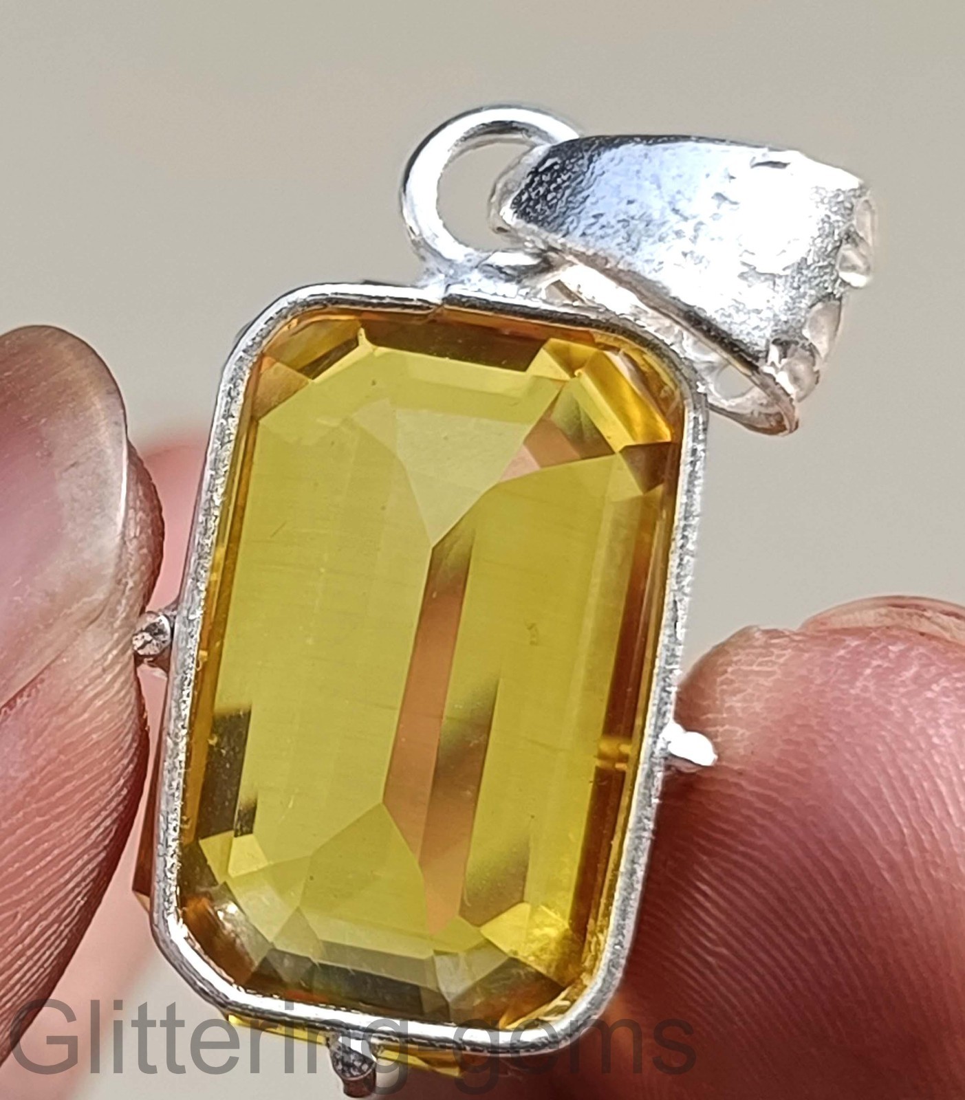 IGL Certified 40.00 Carat Sapphire Emerald Cut 925 Sterling Silver Pendant 5DDL