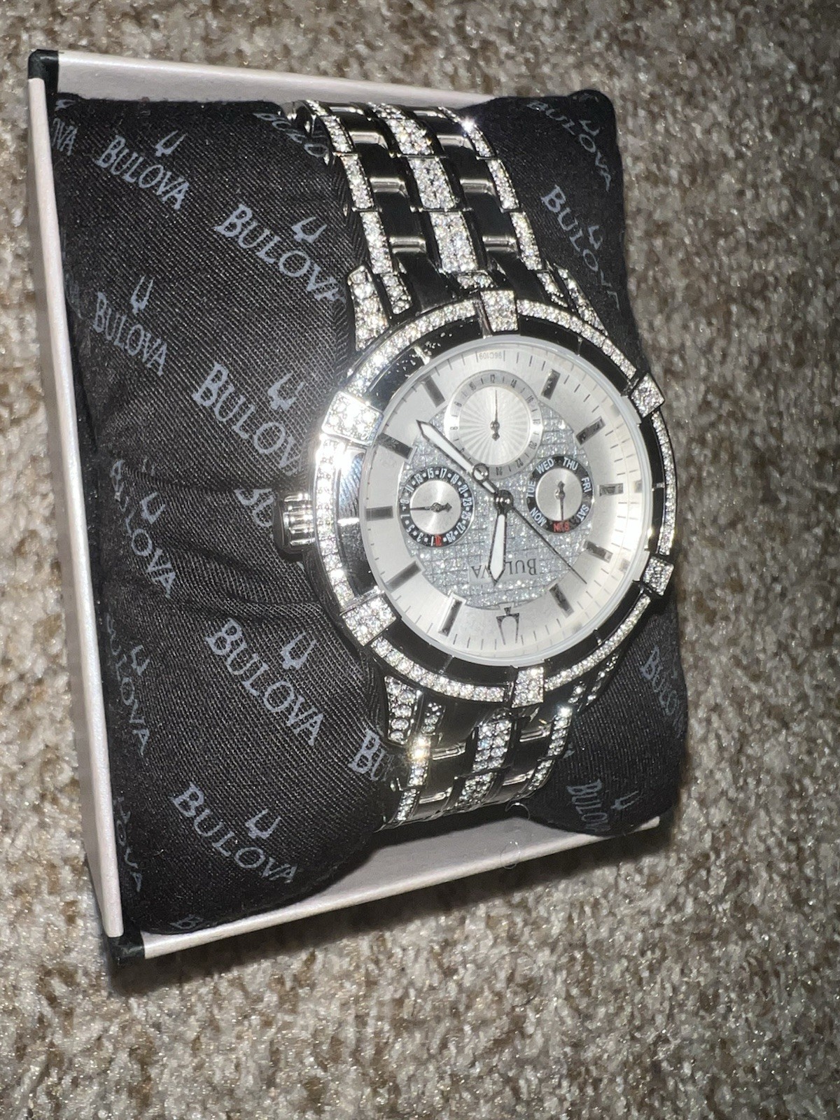 Bulova Men’s Silver-Tone Quartz Multifunction Crystal 38mm Watch
