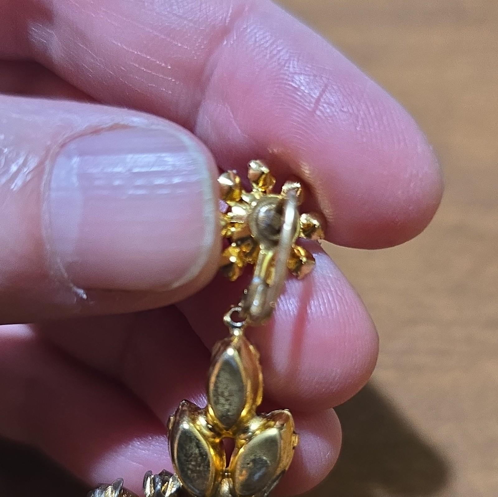 Gorgeous Midcentury Gold Tone Faux citrine Rhinestone Chandelier Pendant.