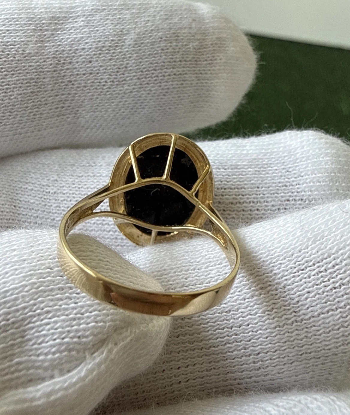Vtg. Stamped 14K /585 Solid Yellow Gold Mosaic Opal Large Face Ring ,Sz:6.5