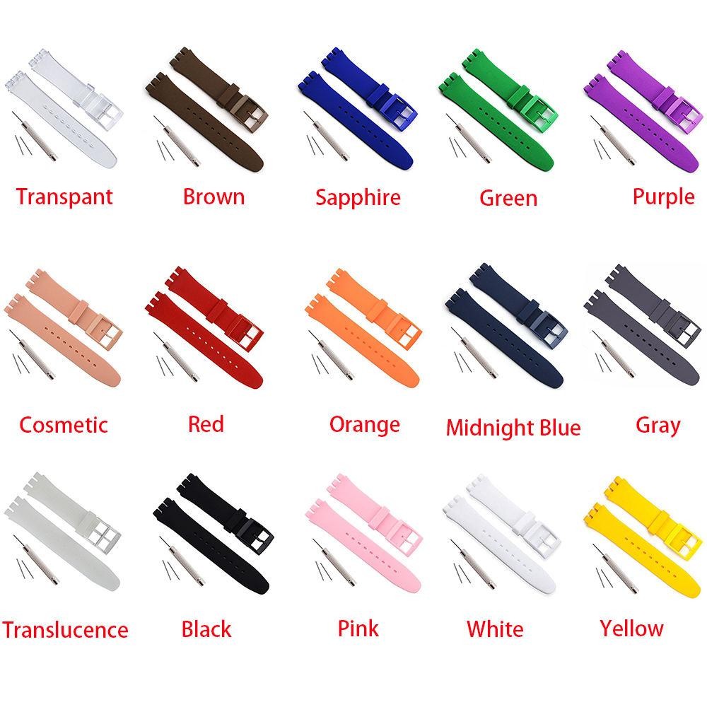 Jelly Silicone Watch Strap for Swatch 16mm 17mm 19mm 20mm Waterproof Band