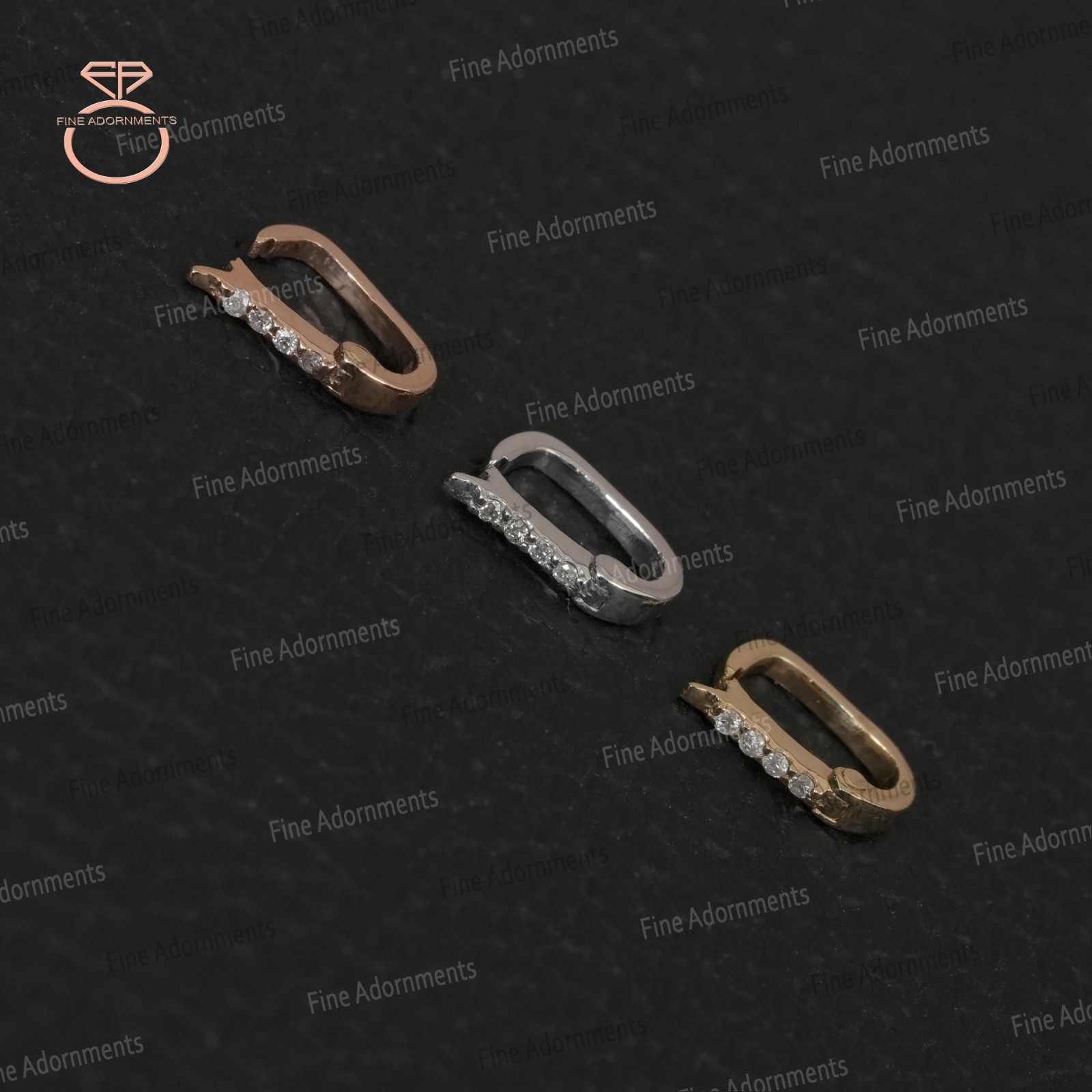Solid 14K Gold Clasp Finding Natural Pave Diamond Handmade Fine Jewelry (Single)