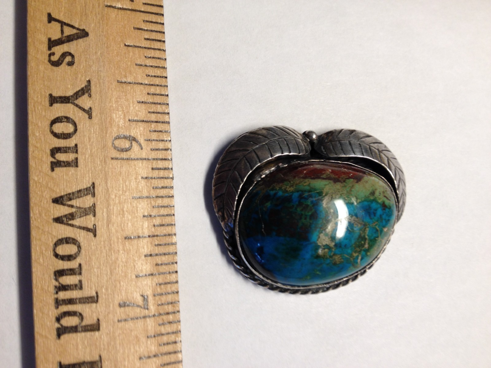 Vintage Turquoise ( Royston ) Blue Green Reddish Brown with silver Leaf