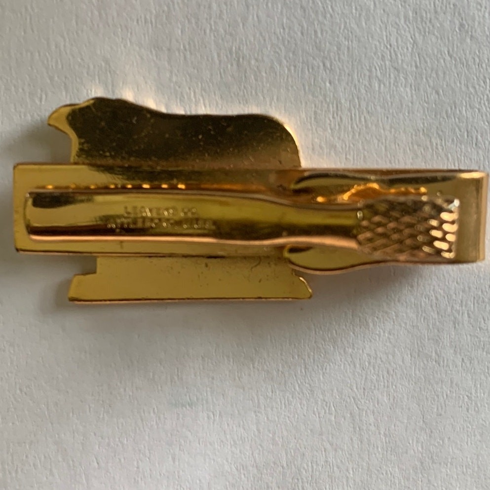 Vintage LEAVENS Hereford Bull Tie Clip Bar | Cloisonné Cow Clip