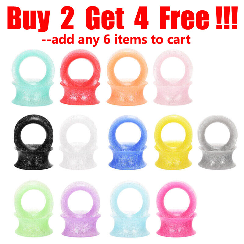 1 Pair Silicone Flexible Tunnels Double Flared Ear Plug Gauges Piercing Jewelry