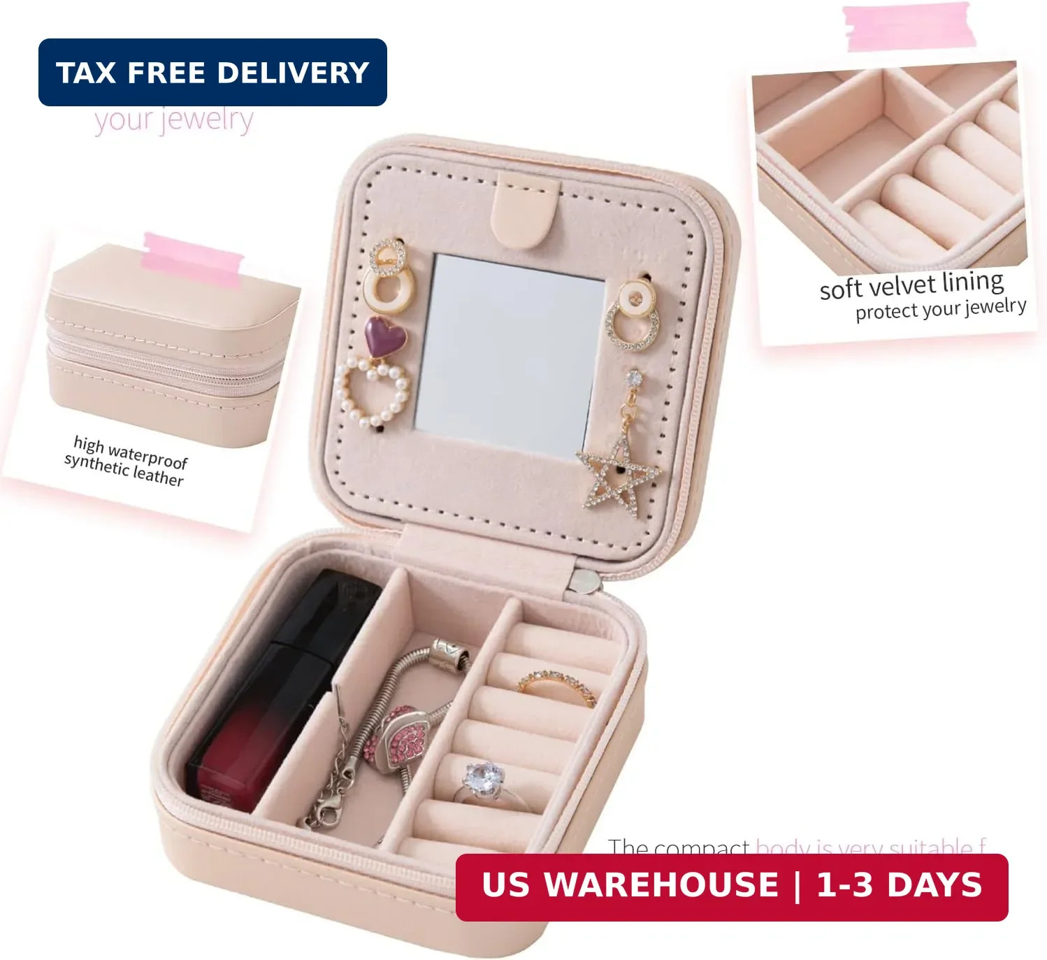 KElofoN Travel jewelry case Travel jewelry box Travel Jewelry Organizer Small bo