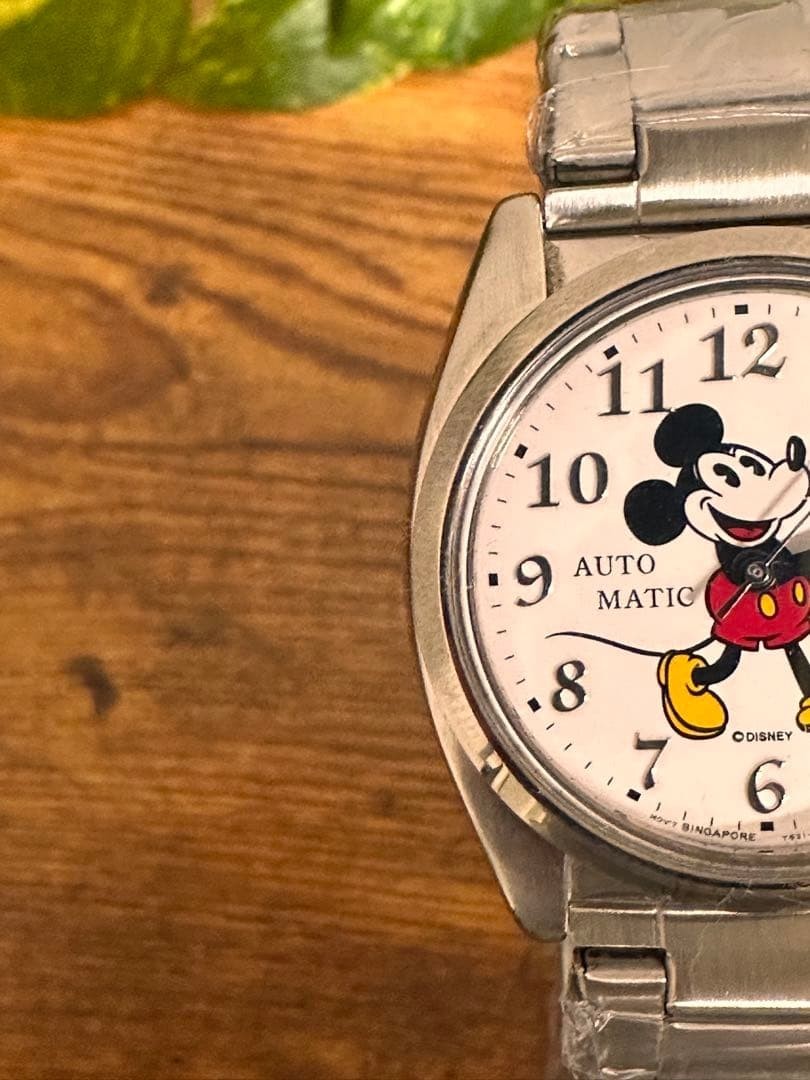 Mickey Mouse Wristwatch White/Silver Analog Mechanical from Japan Automatic