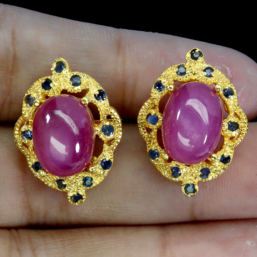 925 Sterling Silver Earrings Oval Ruby 11x9mm Sapphire Natural Gemstone Jewelry