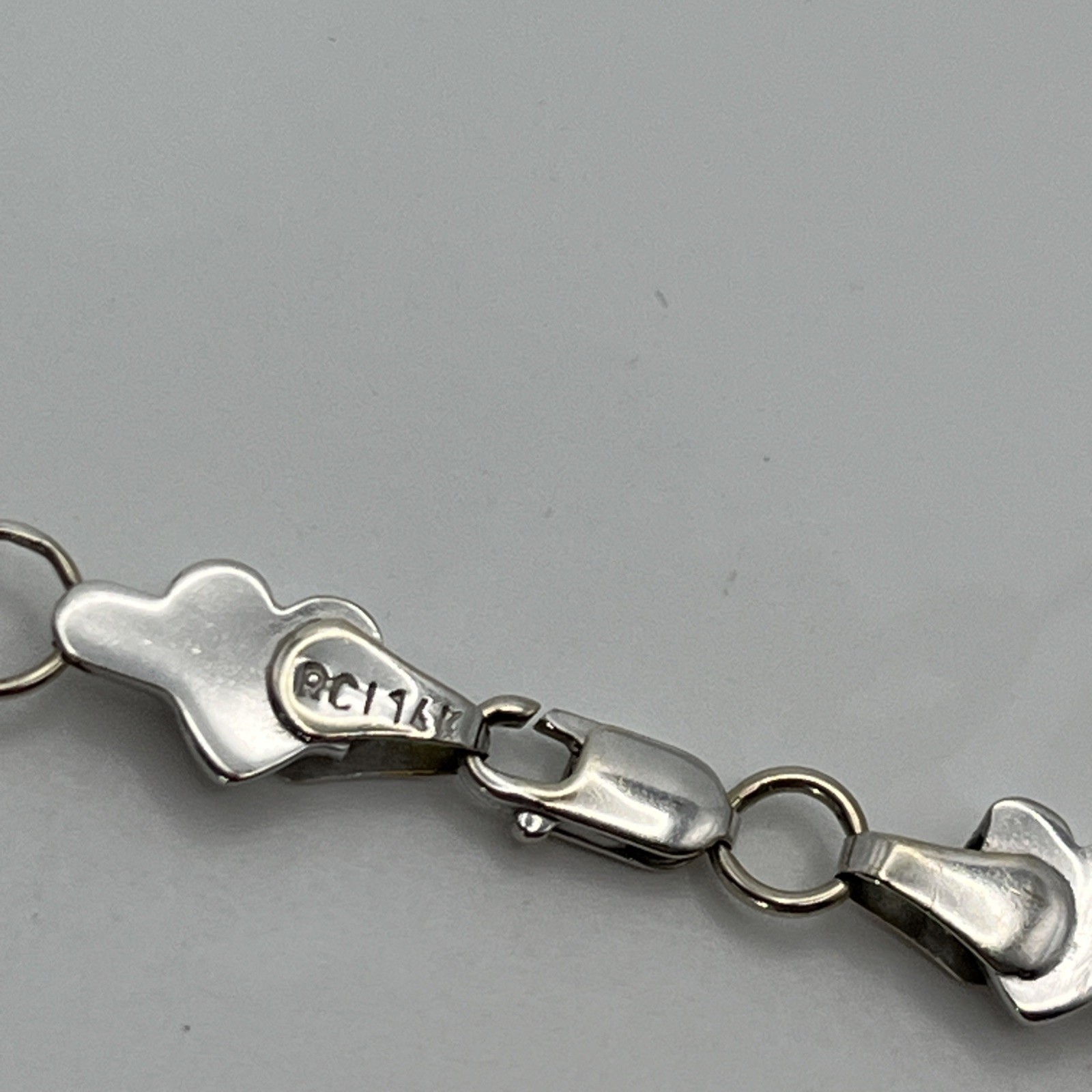 RCI 14K White Gold Puffy Heart Link Anklet/Bracelet 5.89 grams 10.5 in