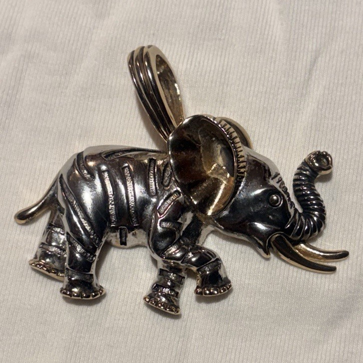 Silver Tone Elephant Charm Pendant, Metal, No Stone Animals & Insects Theme