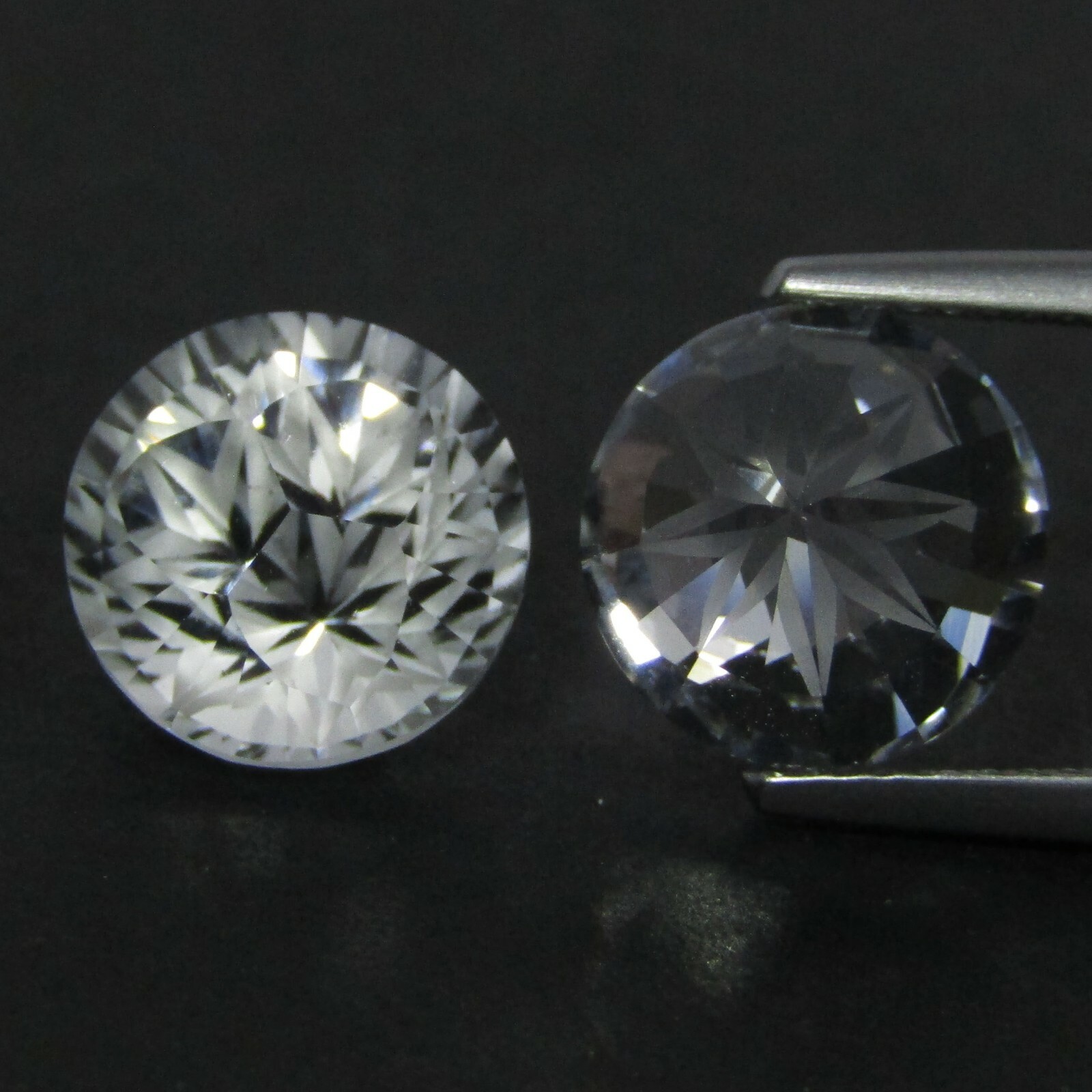 13.98Cts Sparkling Natural White Topaz 11mm Round Fancy Pair Gemstones Ref-VIDEO