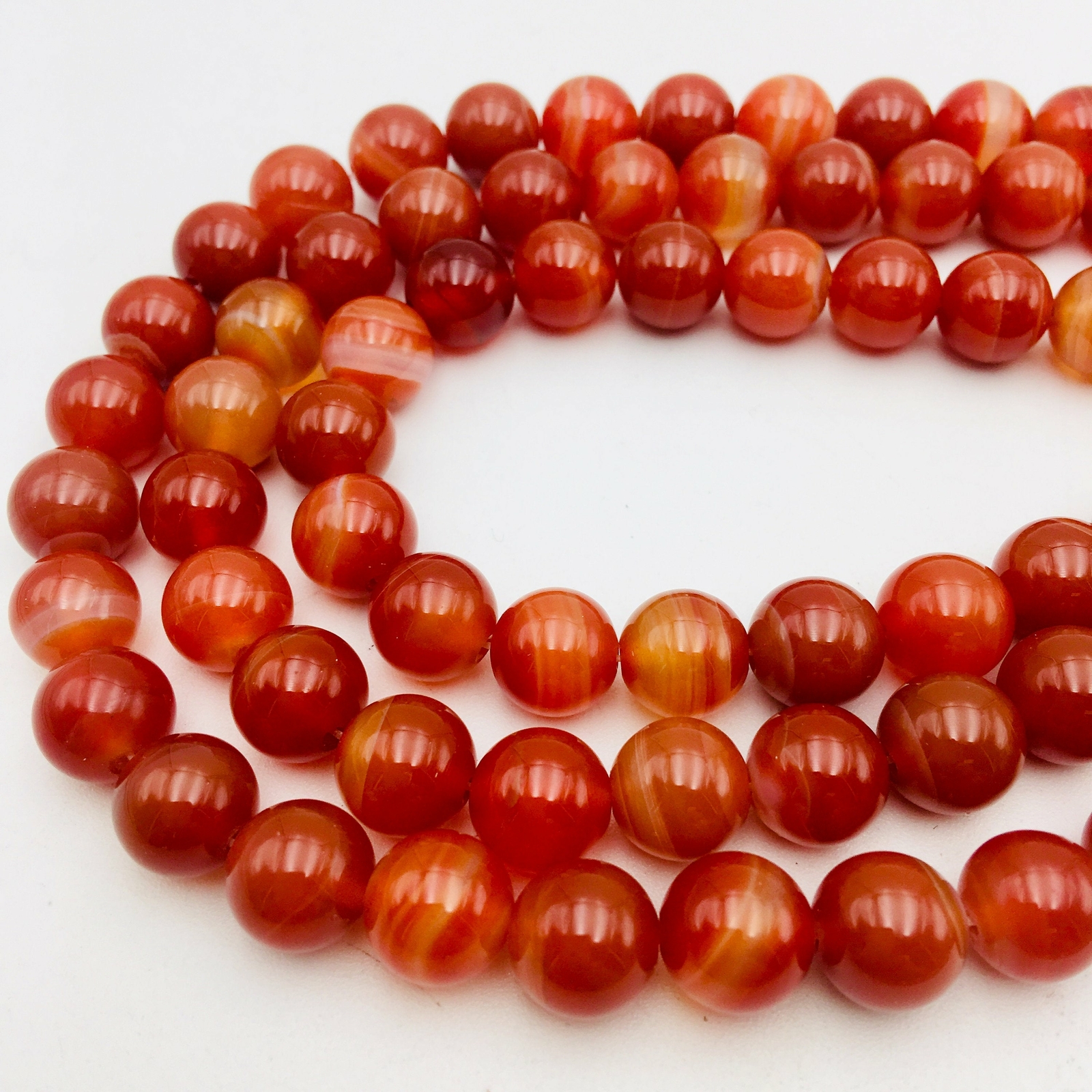 Natural Red Stripe Agate Smooth Round Beads 6mm 8mm 10mm 12mm Approx 15.5″ Str
