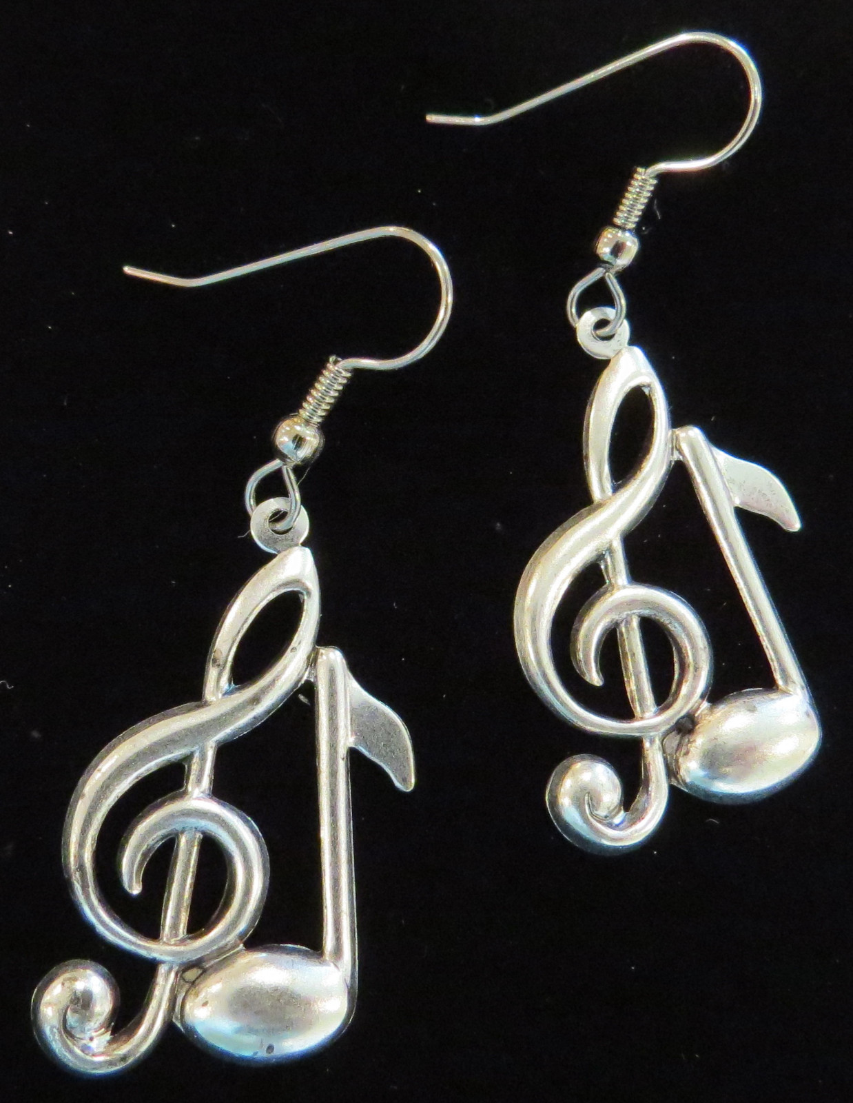 Treble Clef & Music Note Earrings Matte Silver Music Ox Orchestra Band Symphony