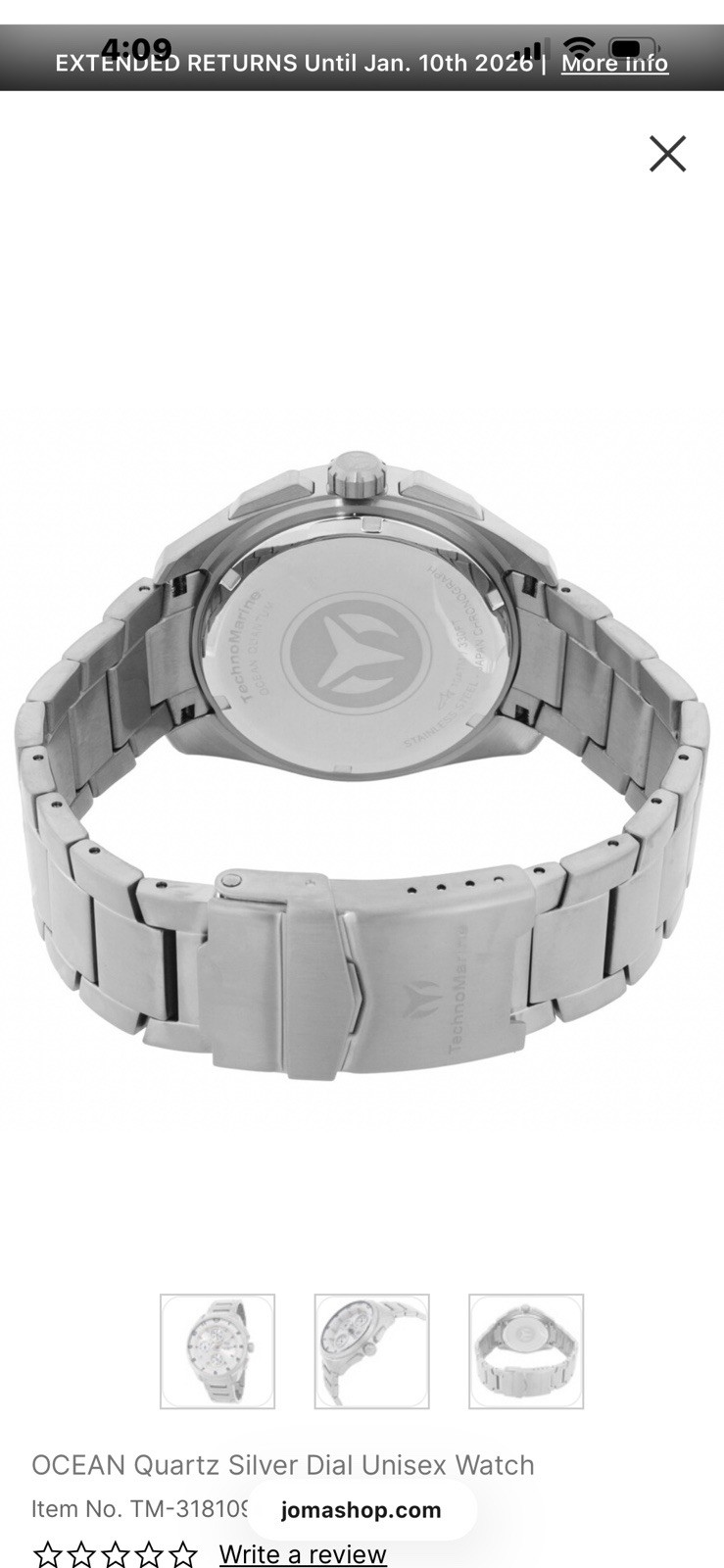 Technomarine Women’s TM-318109 OCEAN Quartz Silver Dial Watch