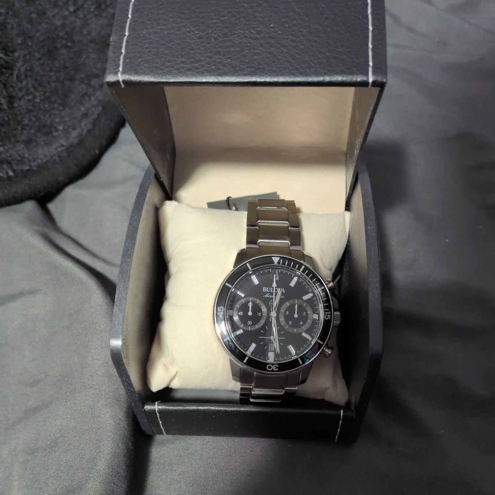 Bulova Marine Star Series C 96B272 Black Dial Chronograph Men Quartz Watch 45MM