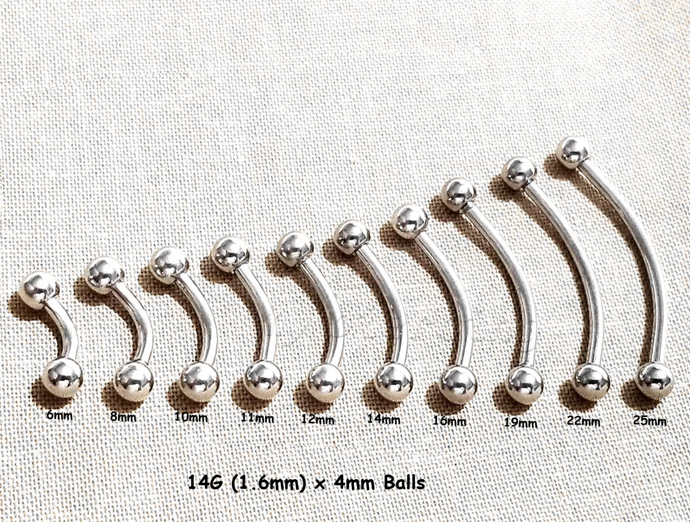 20g 18g 16g 14g 12g 10g Curved Barbell Eyebrow Ring Tongue Snake-Eyes Piercing