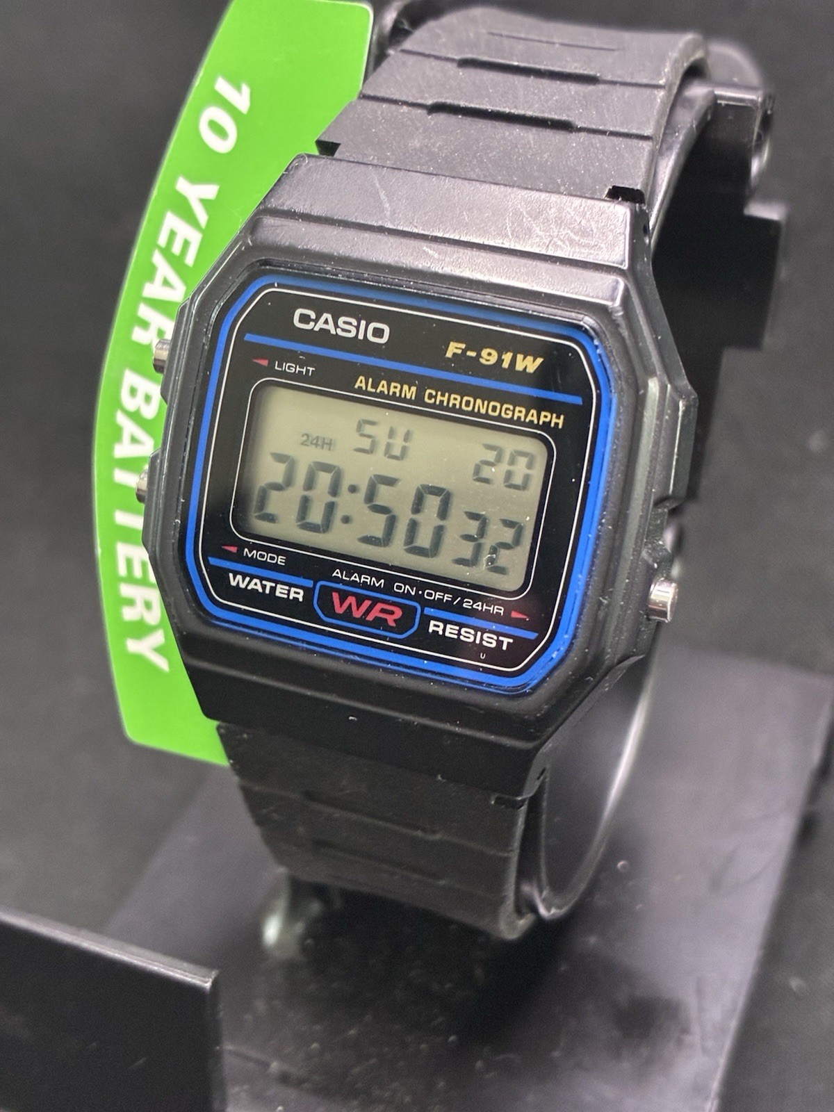 New Casio F-91W Style Digital Watch Black Resin Sport Alarm Chronograph WR