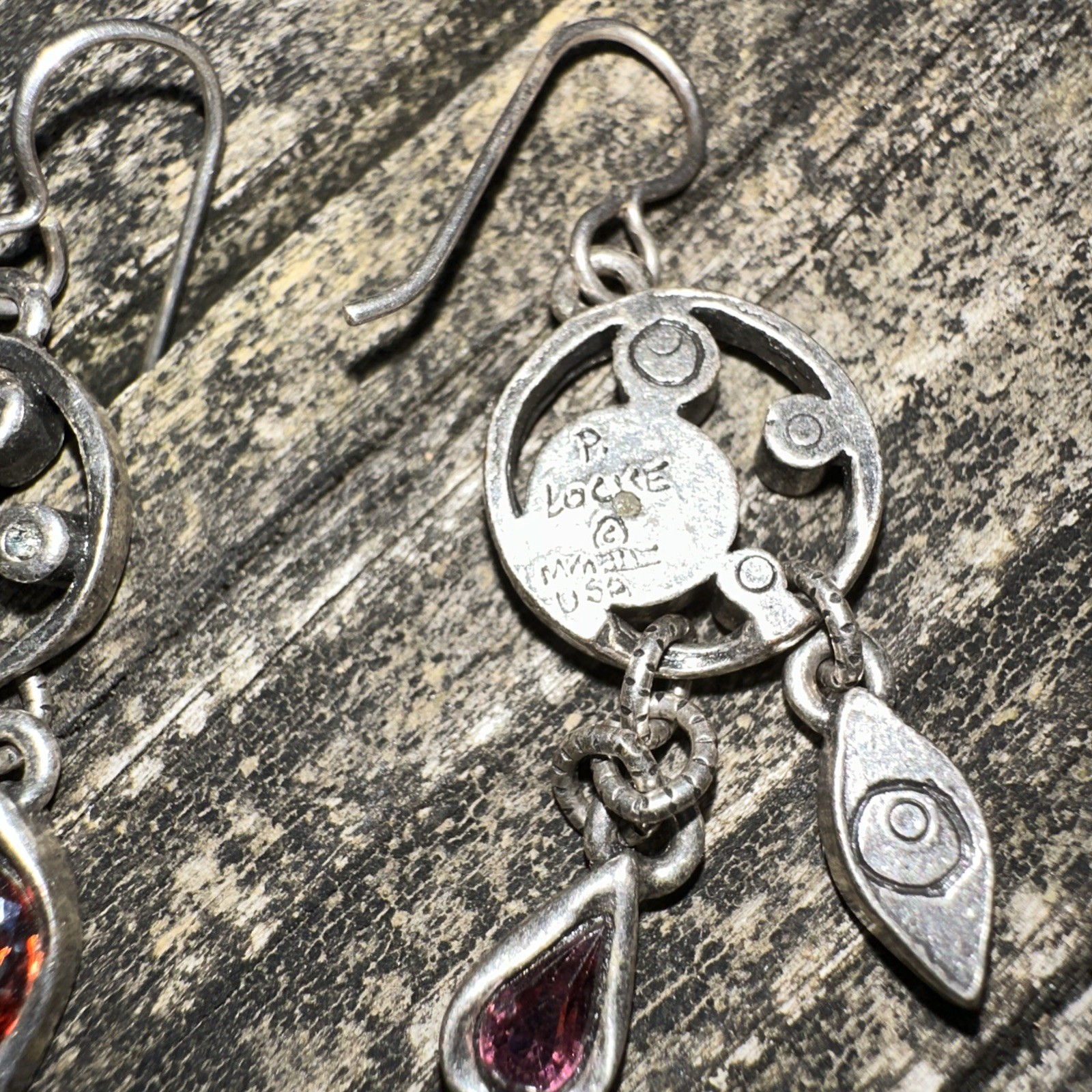 Patricia Locke Silver Tone Dangle Colorful Earrings