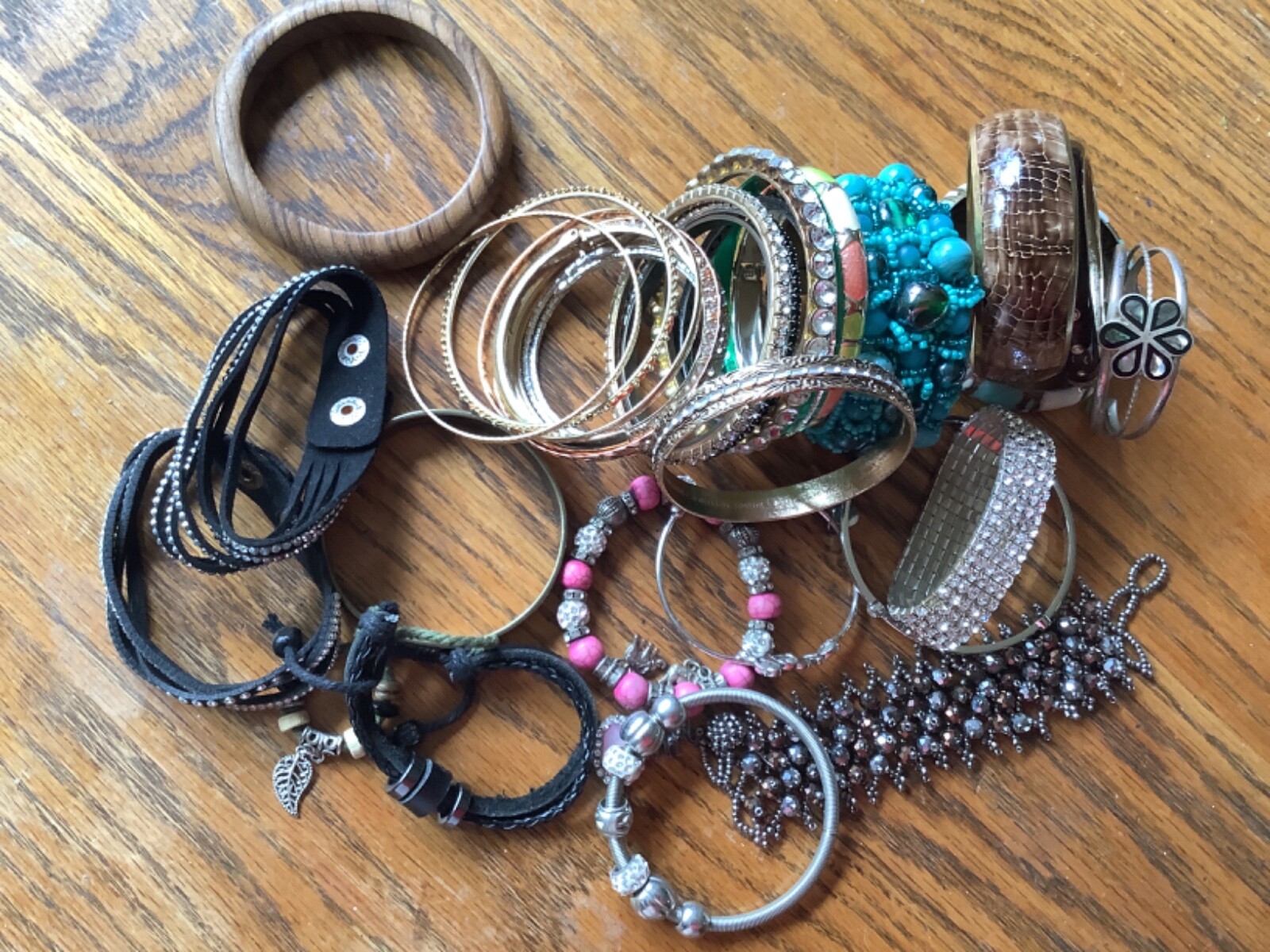 lot bracelet metal enamel leather bead bling lot # 408