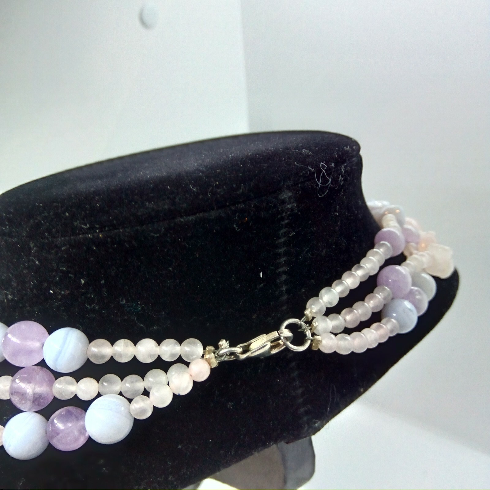 Glass Bead Necklace 3 Strand Round Beaded String Beautiful ❤️✨