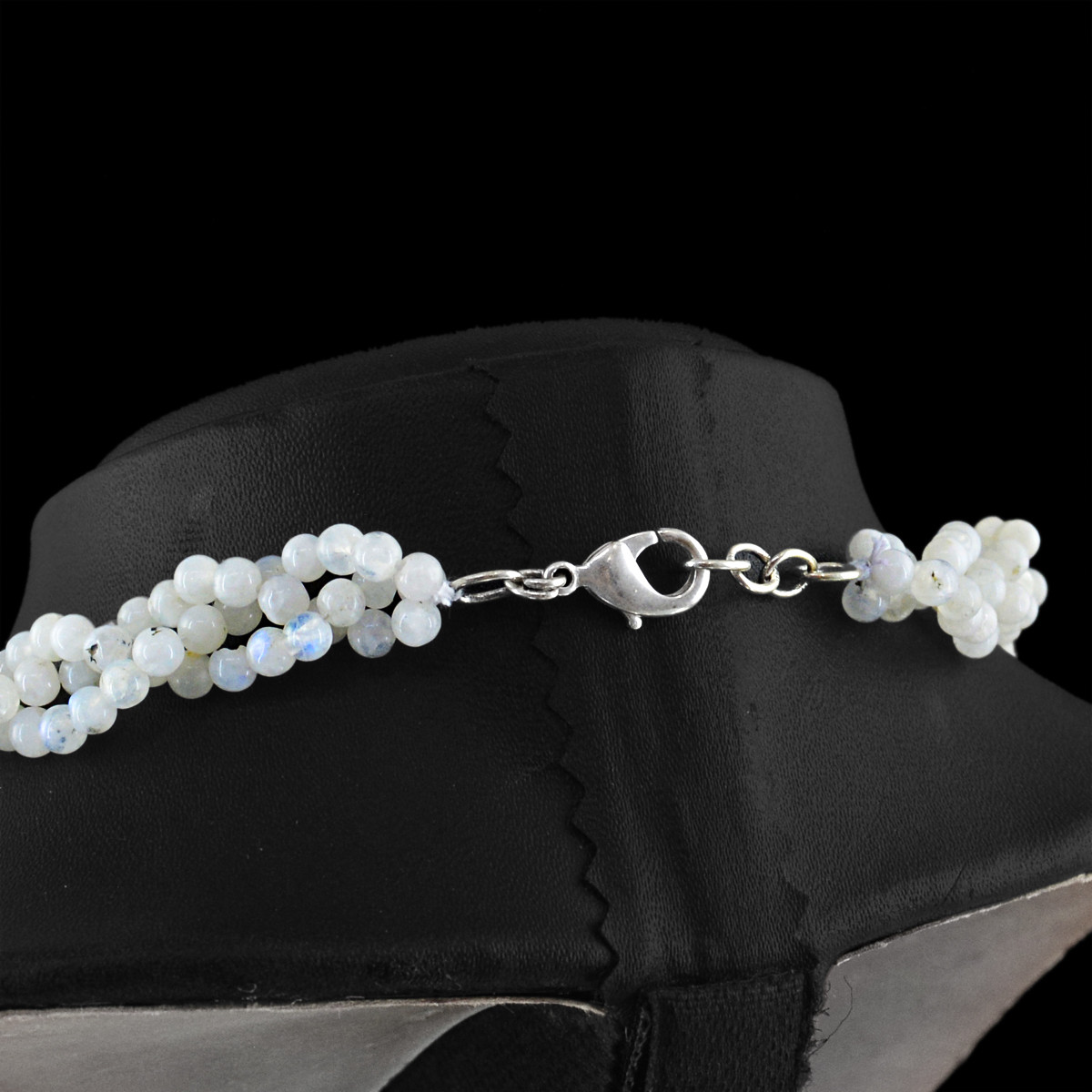 Party Wear 258.00 Cts Natural Round Shape Blue Flash Moonstone Beads Necklace