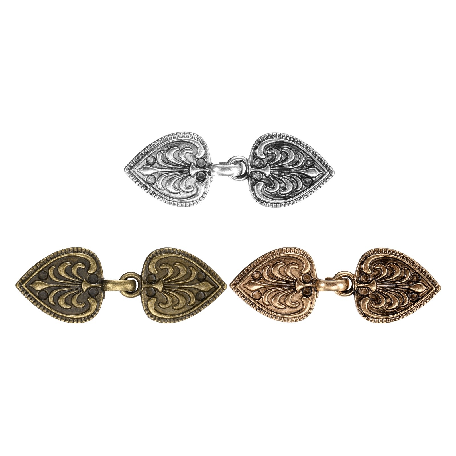Vintage for Cloak Gold/Silver/Copper Clasps 3Pcs Tone(2.4×0.8″) Women,