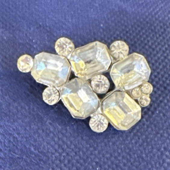 Gold Tone Clear Rhinestone Cluster Brooch Pin, White/Colorless Rhinestones