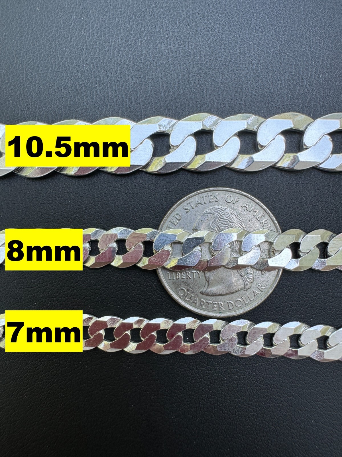 Real Solid 925 Sterling Silver Flat Curb Cuban Link Bracelet 3-10mm ITALY MADE