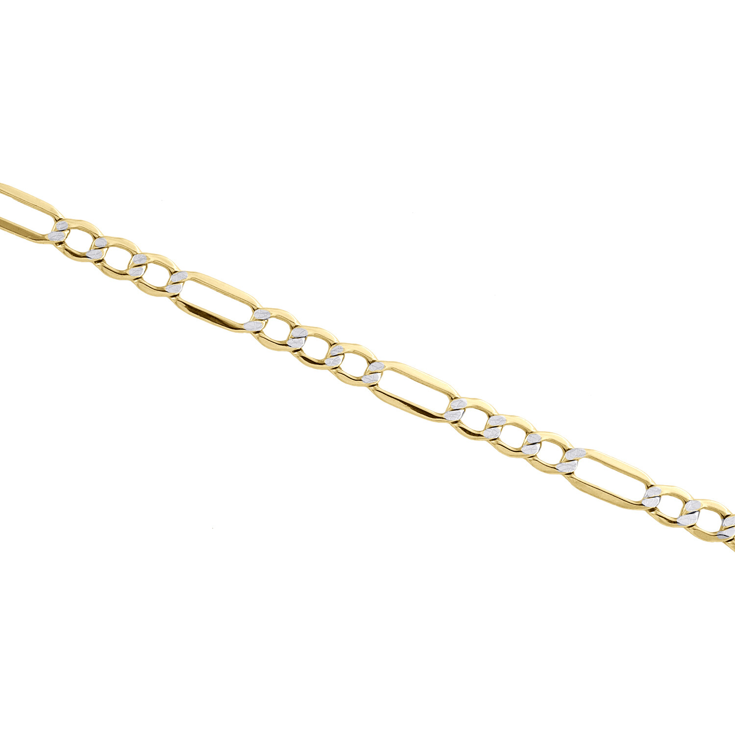 10K Yellow Gold 4mm Diamond Cut Hollow Fiagro Link Bracelet / Anklet 7-10 Inches