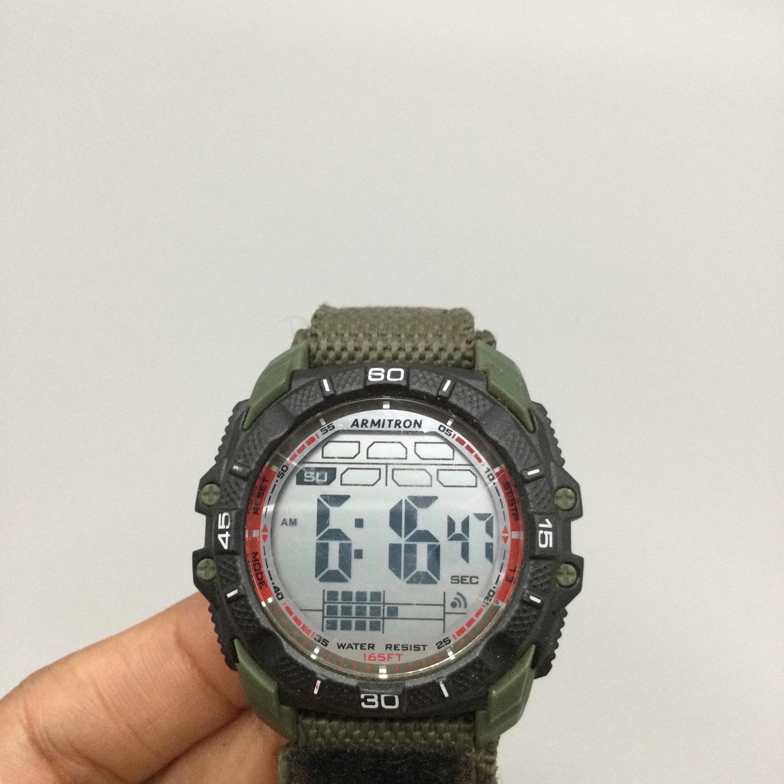 Armitron Pro Sport Mens Watch 44mm Digital Green Nylon Backlight 50m WR Alarm