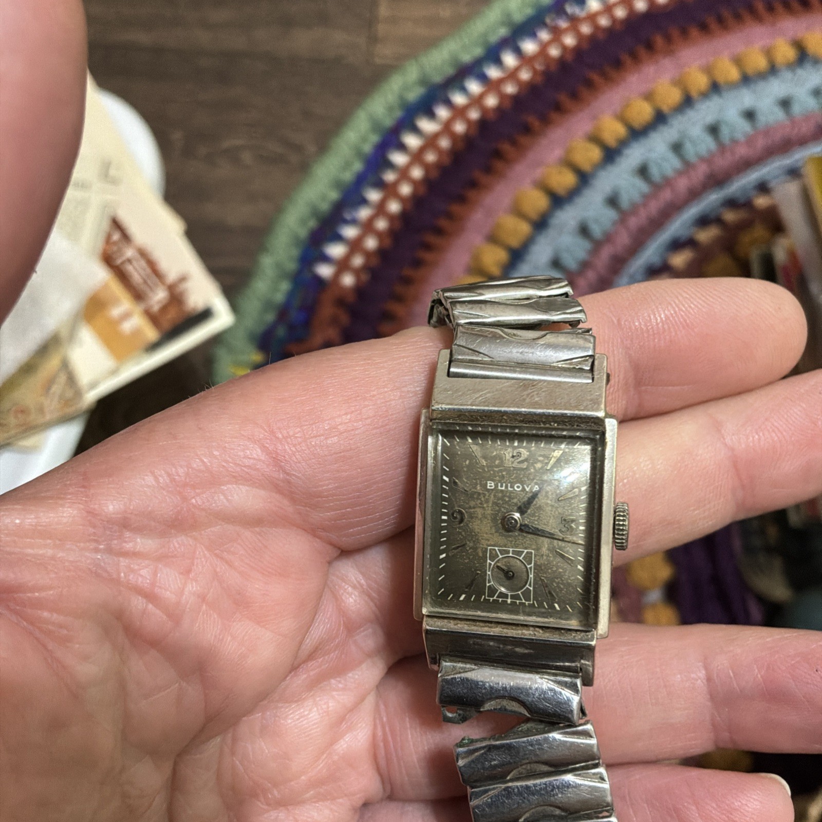 VTG Bulova Tank 10K GF 21J 8AC Movement 21.5mm Watch For Parts/Repair